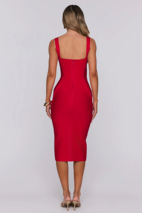 Silhouette Magic Bandage Midi Dress Red