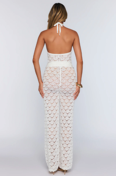 Palm Shade Knit Pants White